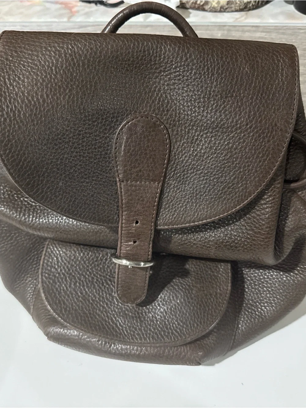 Eddie Bauer vintage Dark Brown Leather Backpack